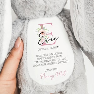 1st Birthday Bunny Personalised Poem Teddy, First Birthday Gift NM14