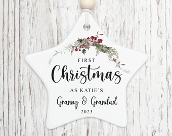 First Christmas as Grandparents Personalised | Christmas Keepsake | Christmas Tree Decoration | Ceramic Bauble STYLE3