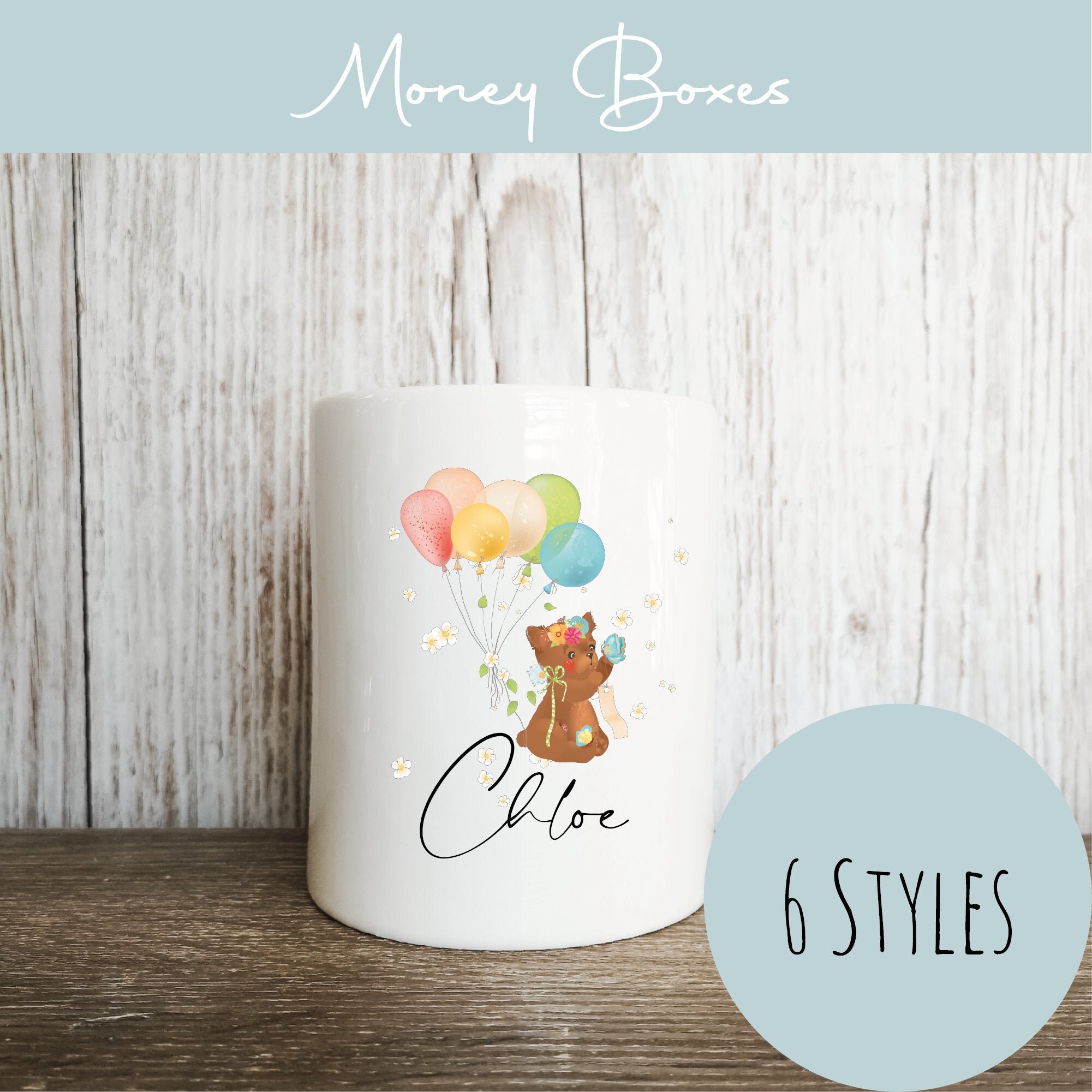 Personalised Balloons Money Box Custom Name Gift for Her Etsy