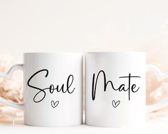 Soul Mate Mug Set | Valentine's Day Gift for Her | Anniversary Gift for couples | Boyfriend Girlfriend Gift Set | Mr Mrs Mugs | Wedding Gift