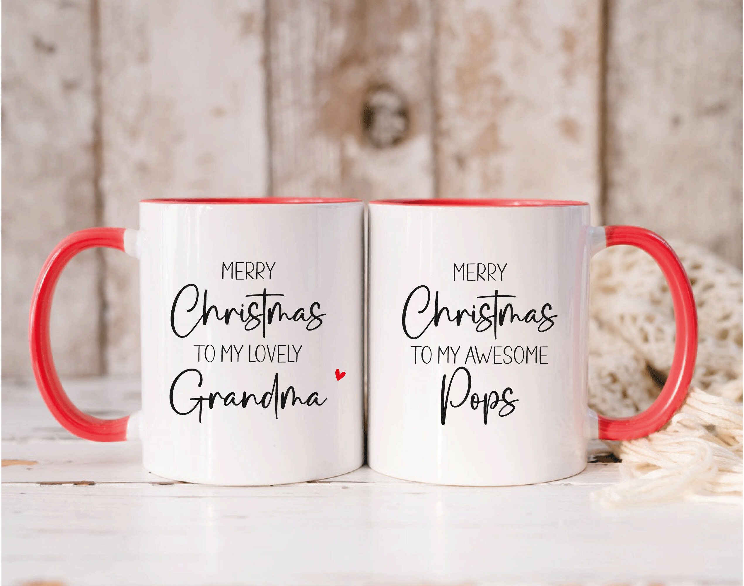 Merry Christmas Grandparents Mug Gift Set, Mug for Granny Nanny Grandad Grandpa Keepsake NM05