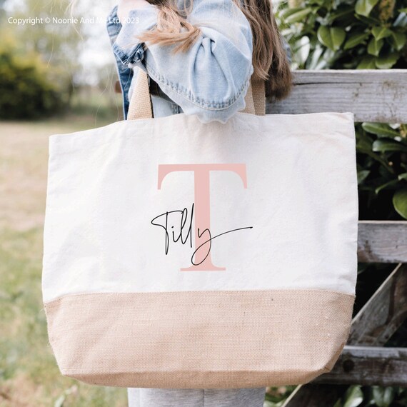 Personalised Bag for Life Eco Friendly Shopper Large Jute Reusable Tote NM01 Etsy