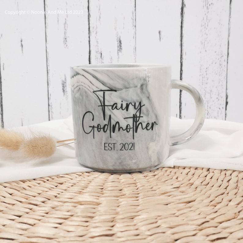 Fairy Godmother Marble Mug Gift, Personalised Mug for Godparents, Godmother Proposal Keepsake NM05 image 5