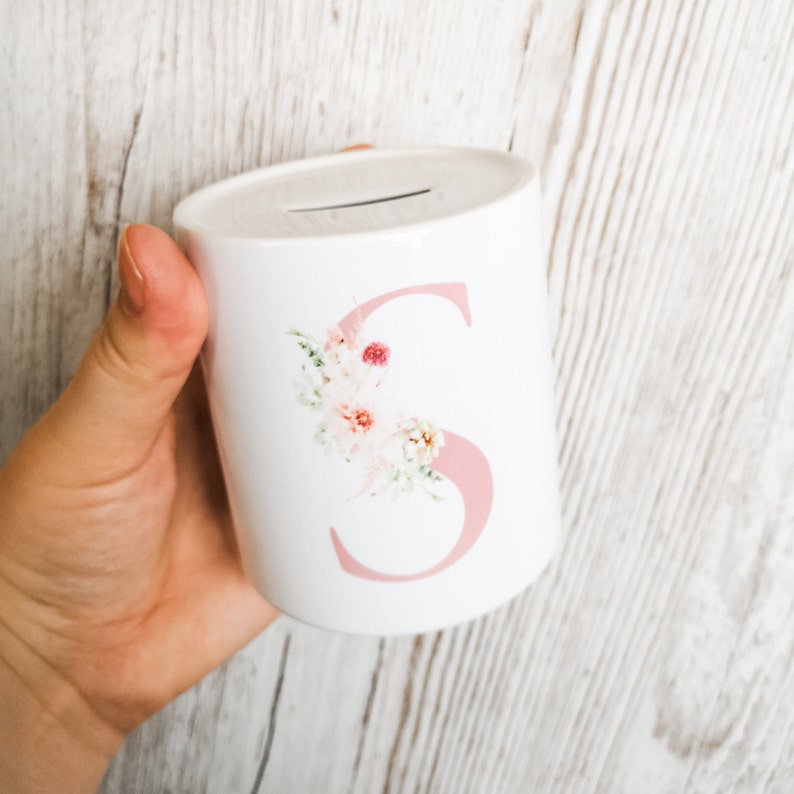 Personalised Ceramic Money Box Custom Name Initial Gift - Etsy UK