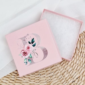 Pink Gift Box with Rose Gold floral Initial | Bracelet Necklace Gift Box, Empty Gift Box, Gift Box - Add on for ornaments NM10