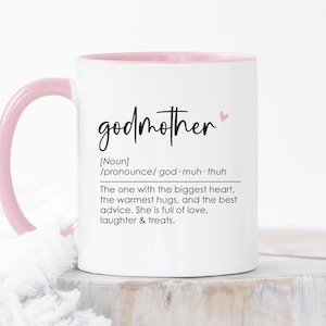 tasse personnalisée de définition de marraine | Cadeau promotionnel pour marraine, tasse personnalisée pour parrain et marraine, souvenir de proposition pour marraine NM05
