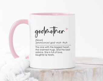 Personalised Godmother Definition Mug | Godmother Promotion Gift, Personalised Mug for Godparents, Godmother Proposal Keepsake NM05