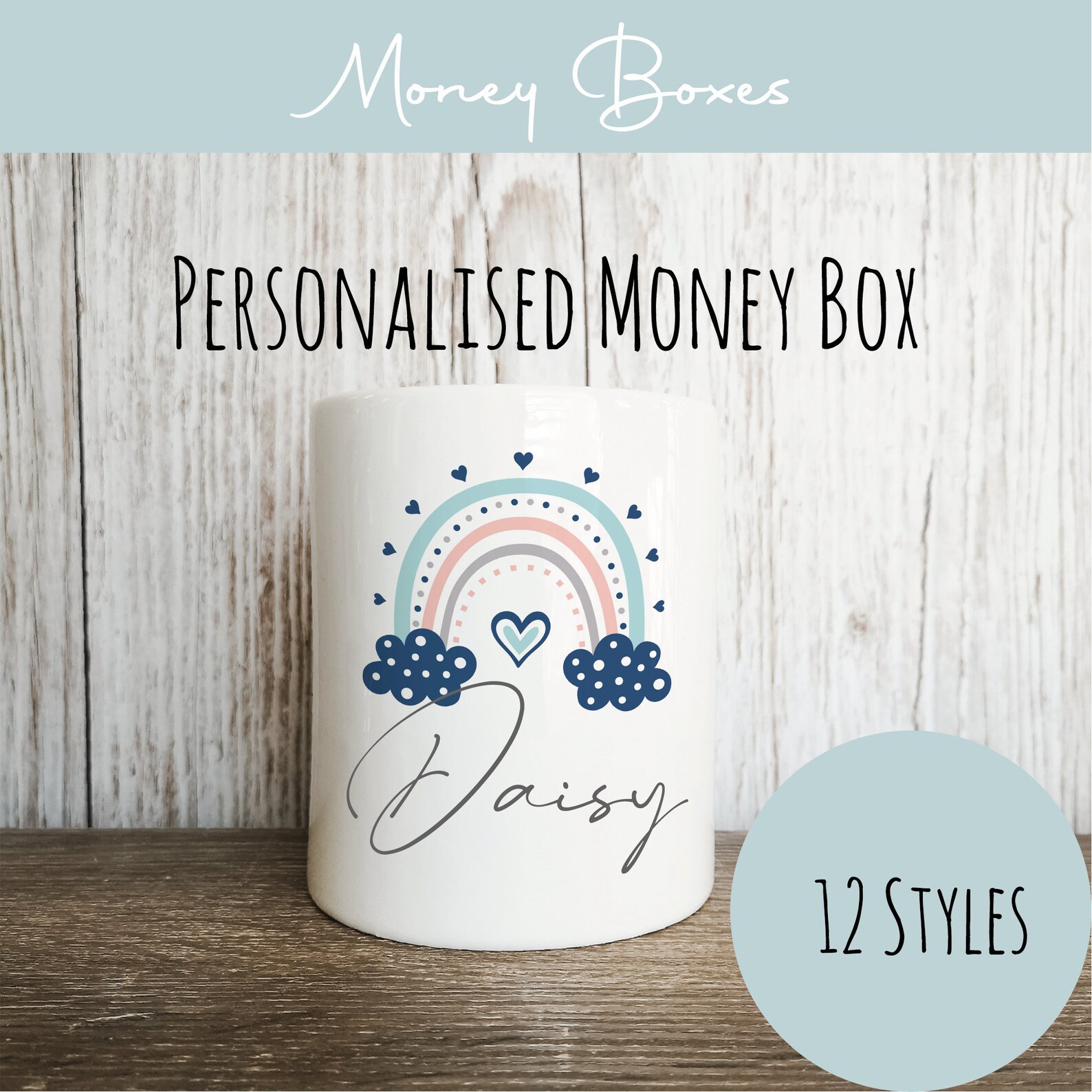 Personalised Rainbow Money Box Custom Name Initial Gift Etsy UK