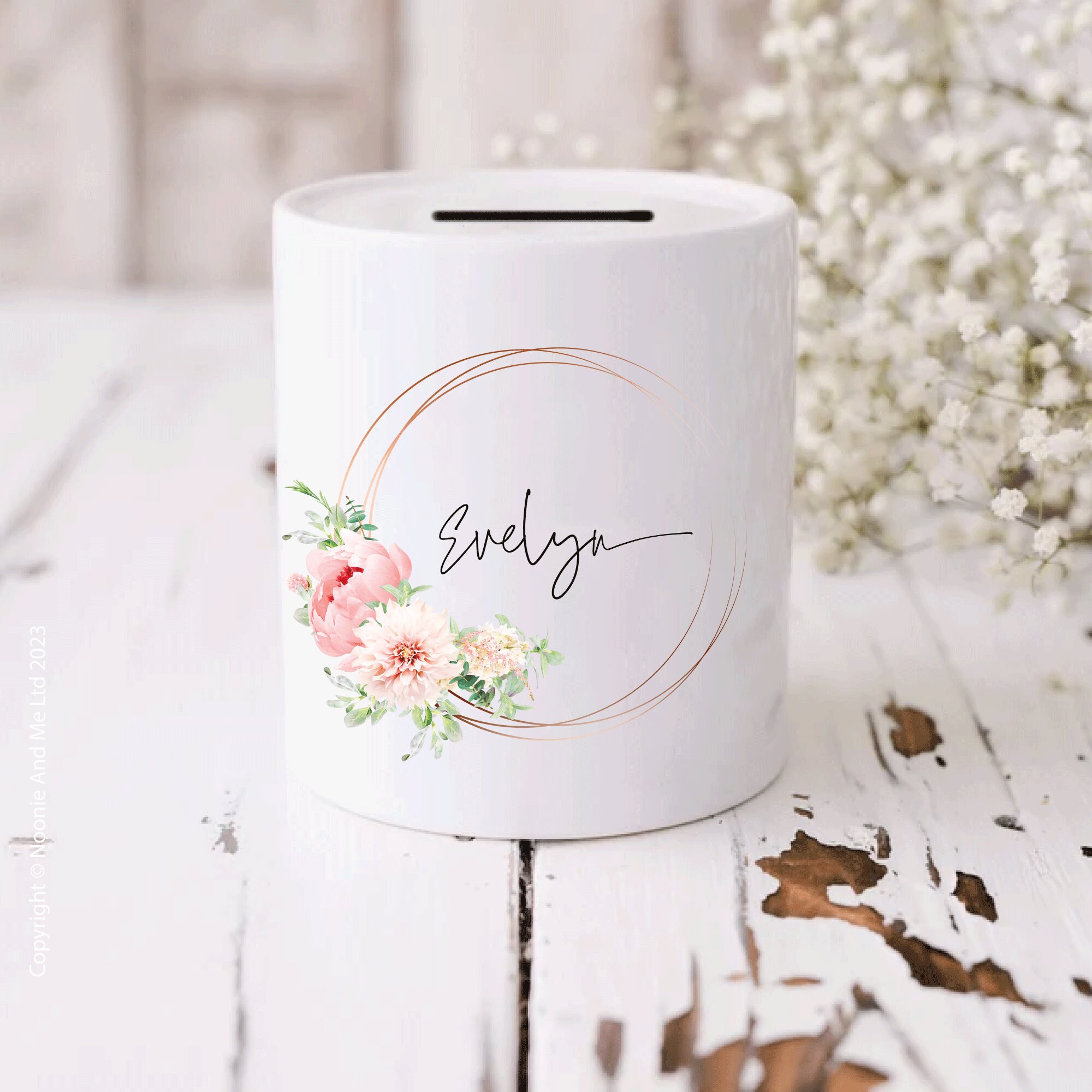 Custom Box Emoney Personalised Ceramic Money Box | Custom Name Initial | Gift for Her ...