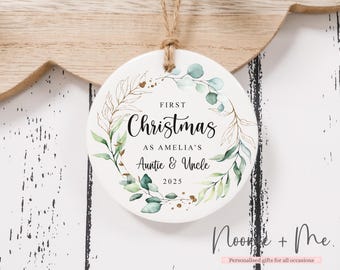First Christmas as Auntie Uncle | Christmas Keepsake | Christmas Tree Decoration | Personalised Ceramic Bauble