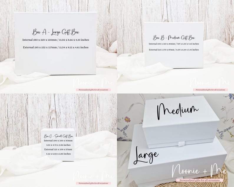 Caja de regalo de lujo grande con efecto oro rosa floral, caja de regalo con inicial/monograma personalizado, caja de regalo vacía, caja de regalo pequeña/mediana NM10 imagen 6