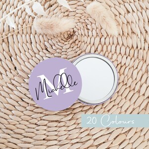 Personalised Colour Initial Bridesmaid Mirror Compact | Bridesmaid Gift | Hen Party Gift | Bridal Shower | Custom Name Pocket Mirror