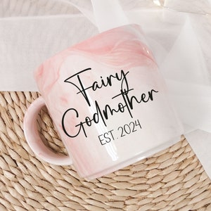 Fairy Godmother Marble Mug Gift, Personalised Mug for Godparents, Godmother Proposal Keepsake NM05 image 1