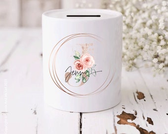 Personalised Ceramic Money Box Custom Name Initial Gift - Etsy UK