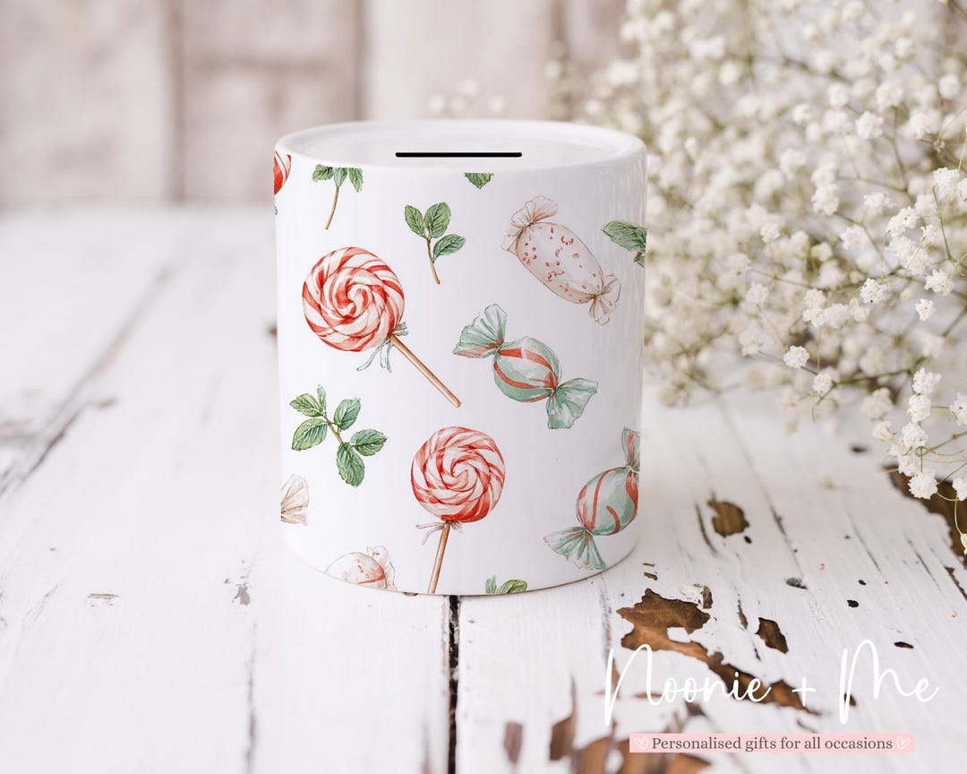 Personalised Candy Money Box | Sweet Lollipop Piggy Bank | Custom Kids ...