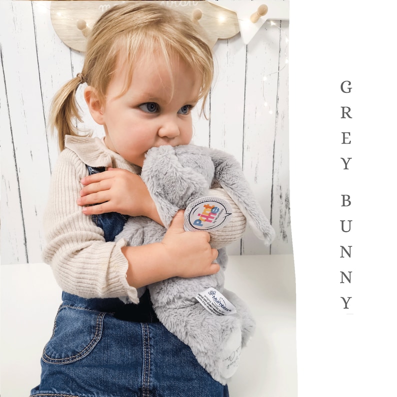 Personalised Christening Baptism Gift for Girls Boys Soft Grey Bunny, Goddaughter Godson Gifts, Holy Communion Stuffed Teddy image 10