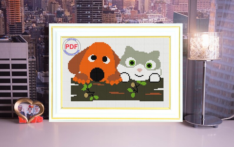 Dog cross stitch pattern Wall decor Wall art Cat cross stitch pattern