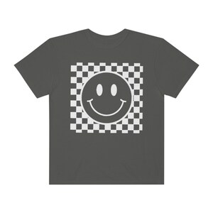Checkered Smiley Face Shirt, Smiley Face Tee, Smiley Face T-shirt, Gift for Her, Funny Shirt, Checkered Shirt, Checkered Tee image 2