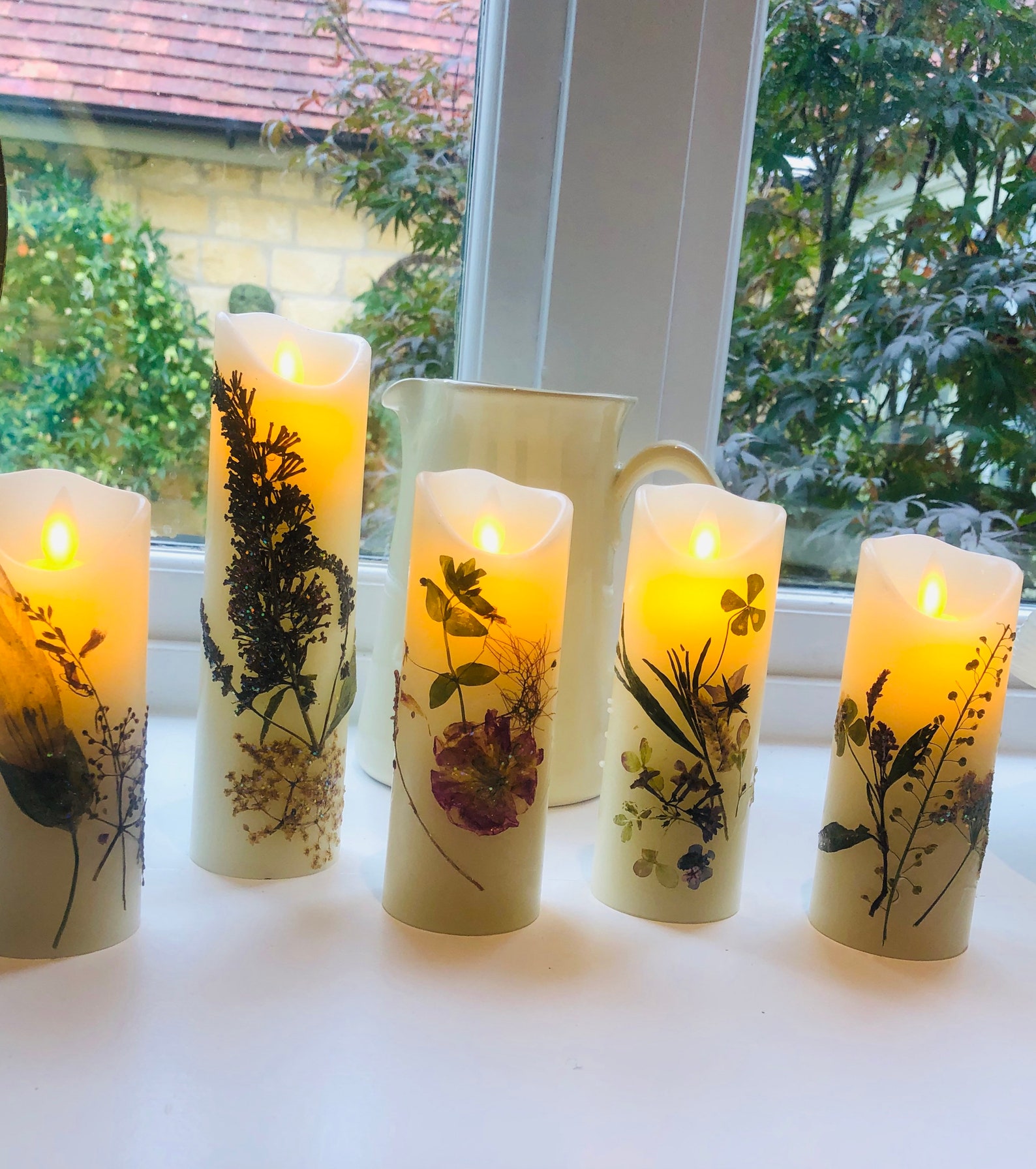 Funeral Candle Memorial pressed flowers your Etsy