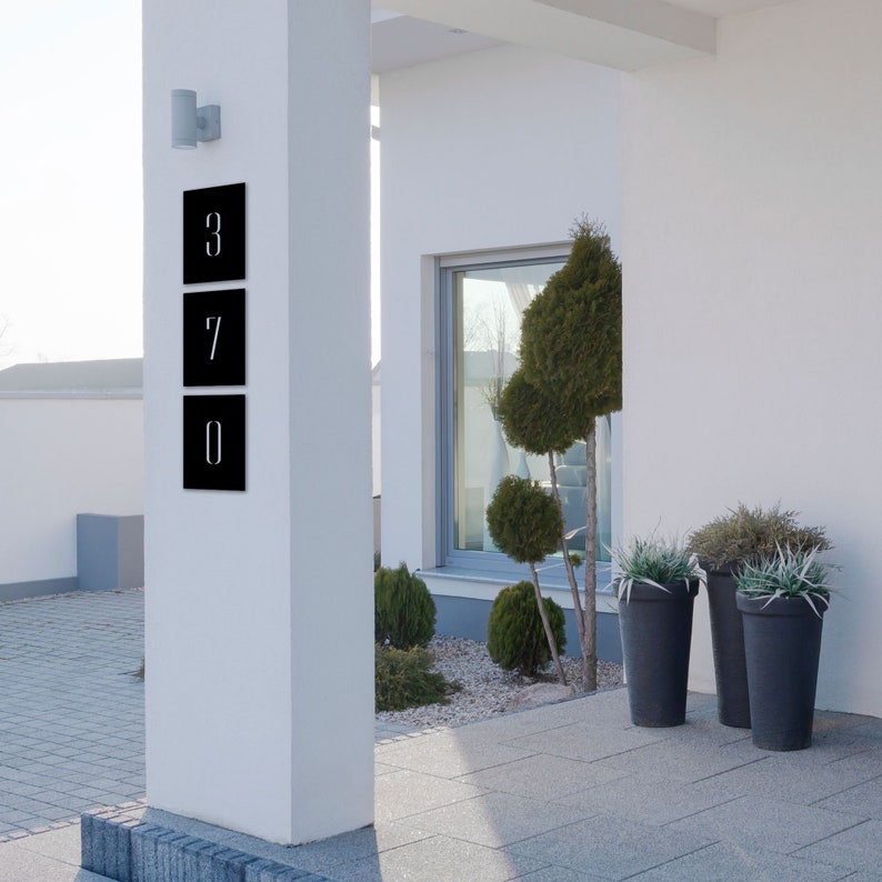 Empire Black Modern House Numbers Tile House Numbers With Etsy