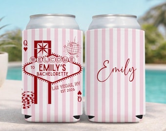 Las Vegas bachelorette can coolers, Bachelorette party favors, Bachelorette koozies, Custom koozies, Casino bach party, Lucky in love