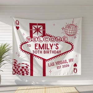 Las Vegas birthday banner, Las Vegas party decor, Custom banner, Birthday backdrop, Casino birthday decor, 21st birthday, 30th, 40th, 50th