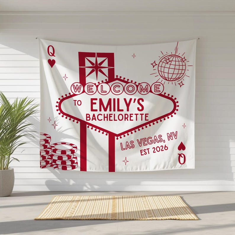 Welcome Bachelorette Sign, Las Vegas bachelorette decor, Custom bach banner, Casino bach party, Lucky in love, Vegas before Vows, Las Vegas