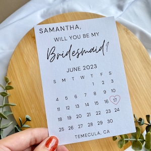 Bridesmaid proposal card|Will you be my bridesmaid card|Bridesmaid save the date Calendar|Maid of honor proposal box