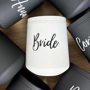Personalized wine tumbler for bridesmaid | Bachelorette party gift | bridesmaid wine tumbler | 10oz champagne tumbler | Custom wine glass