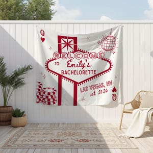 Welcome Bachelorette Sign, Las Vegas bachelorette decor, Custom bach banner, Casino bach party, Lucky in love, Vegas before Vows, Las Vegas image 2