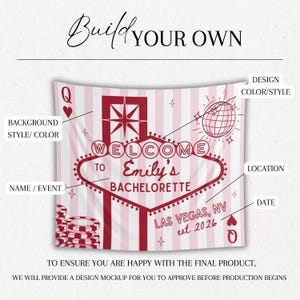 Welcome Bachelorette Sign, Las Vegas bachelorette decor, Custom bach banner, Casino bach party, Lucky in love, Vegas before Vows, Las Vegas image 5