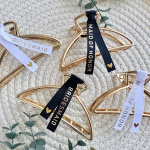 Bridal party hair accessories|Bridesmaid hair clips|Gold claw clip for bridesmaid|Personalized hair clip| Bridesmaid proposal gift