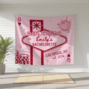Welcome Bachelorette Sign, Las Vegas bachelorette decor, Custom bach banner, Casino bach party, Lucky in love, Vegas before Vows, Las Vegas image 9
