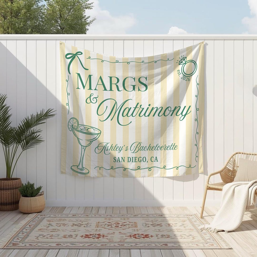 Margs and Matrimony Sign, Margarita Bachelorette Banner, Beach ...