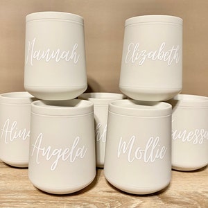 Personalized wine tumbler for bridesmaid | Bachelorette party gift | bridesmaid wine tumbler | 10oz champagne tumbler | Custom wine glass