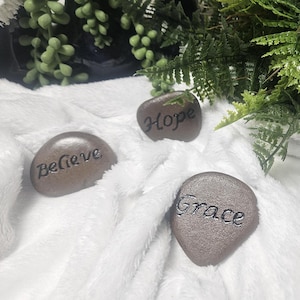 Hand-Engraved Pocket Rock: Custom Word, Name, Heart Keepsake