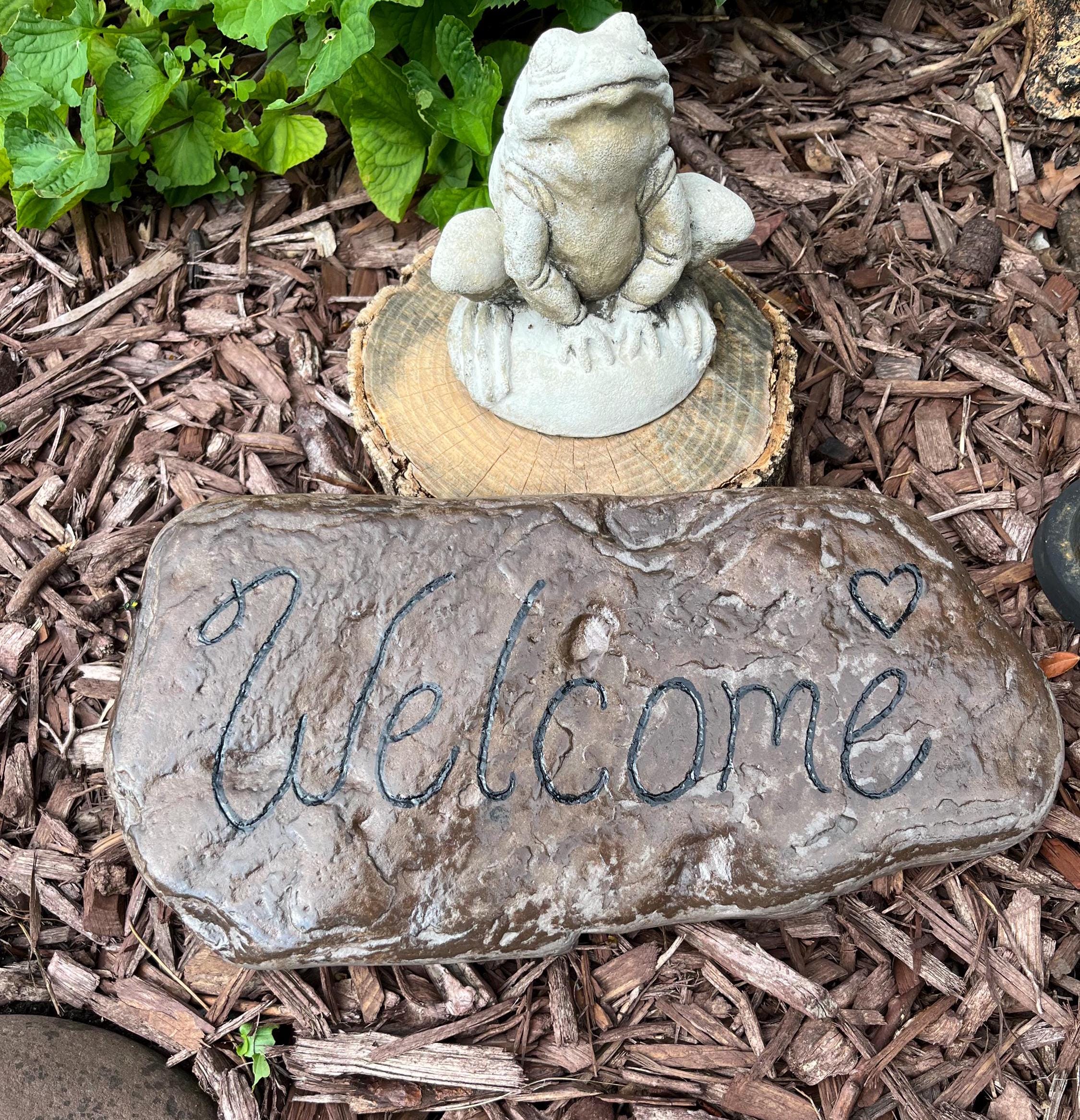 Hand Engraved Stone Sign: Personalized House Number, Welcome Rock - Etsy