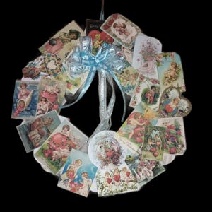 Corona VINTAGE SQUISITA per San Valentino, diametro 30 cm / realizzata a mano con carta riciclata / decorazione unica e romantica per porta