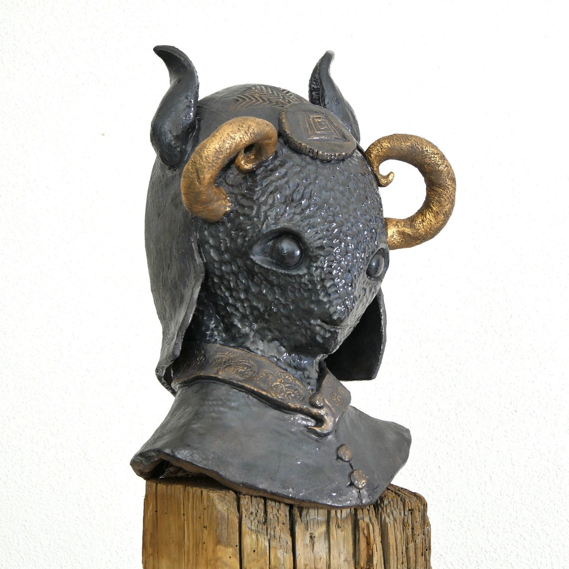 Ceramic Head Sculpture BAZZILAR Iron and bronze glaze with Etsy