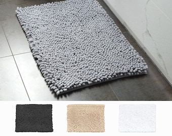 Jumbo Chenille Bobble Badematte, luxuriöse klobige Badezimmermatte, dicke und kuschelige Badematte, super weich und saugfähig, rutschfester Badteppich aus Polyester