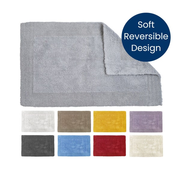 Allure Hand Tufted Reversible Bath Mat - Made from 100% Natural Cotton - Super Soft & Thick Luxury Bathmat