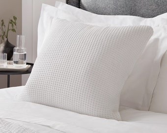 Waffle Cushion Covers Pack of 2 - 100% Cotton, Textured, Super Soft, 50 x 50cm & 65 x 65cm - Luxury Bed Pillows - Textured Design