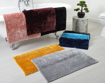 Bobli Luxury Non Slip Bath Mat - Super soft Velvet Chenille - 50 x 80cm - Bobble Bathmat