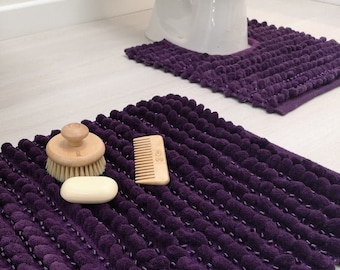Bobble Bath Mat Luxury Satin Super Soft Slip Resistant Pedestals Bathroom Mats