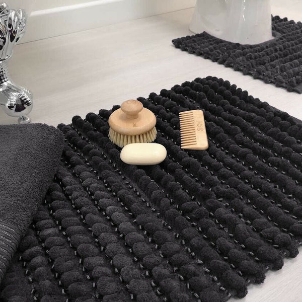 Hand-Woven Satin Sparkle Bobble Quick Dry Non Slip Bath Mat 50 x 80cm by Allure