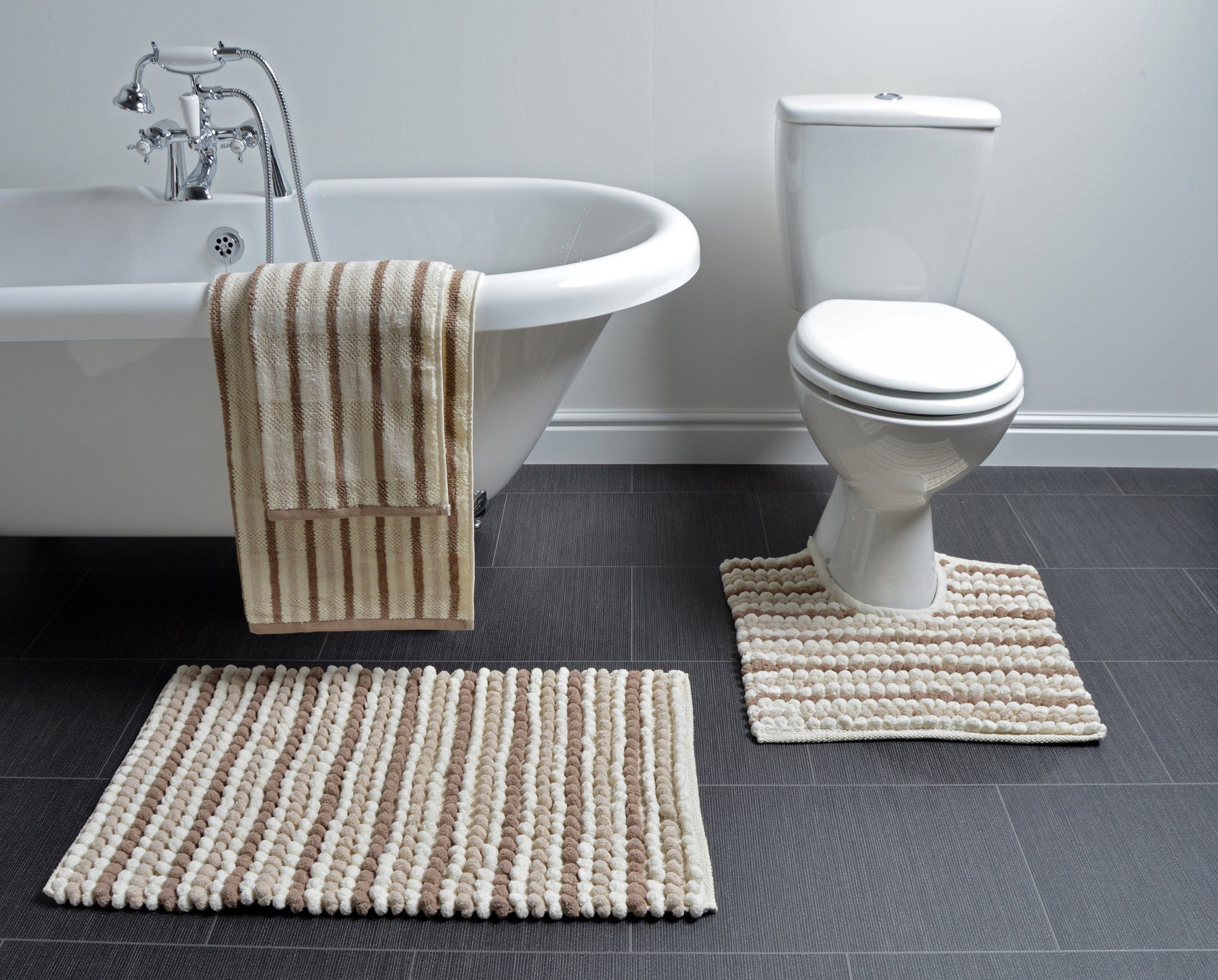 Chunky Bobble Striped Two Piece Bath Mat and Pedestal Set Etsy