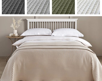 Jeté gaufré pour hôtel - 100 % coton, couvre-lit double texturé pour lit king-size - Couverture pour chambre à coucher 390 g/m² - Couvre-lit de luxe