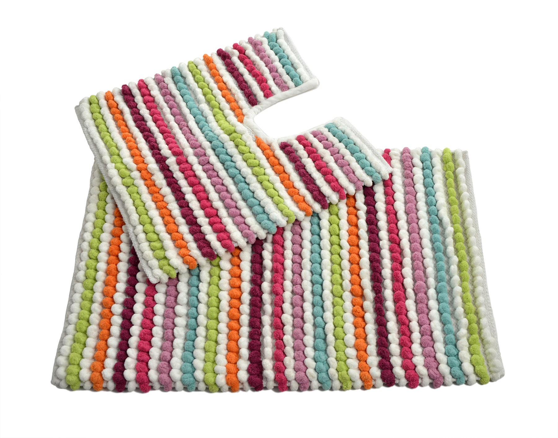 Chunky Bobble Striped Two Piece Bath Mat and Pedestal Set Etsy