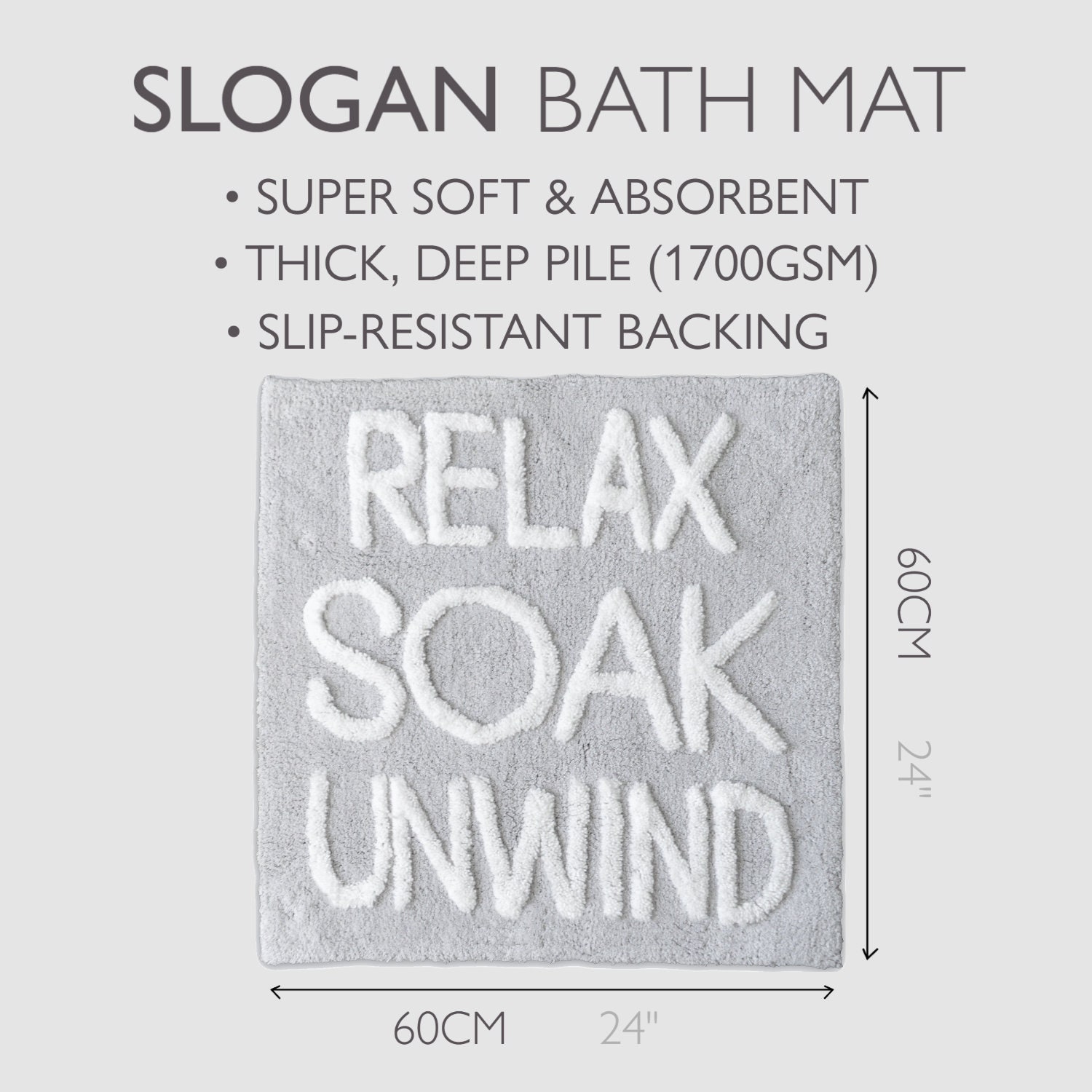Buy wholesale Relax Soak Unwind Tufted Square Bath Mat