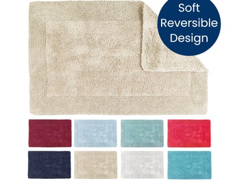 Allure Hand Tufted Reversible Bath Mat - Made from 100% Natural Cotton - Super Soft & Thick Luxury Bathmats